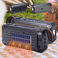 Solar Wireless Bluetooth Speaker Dual Solar Power Rechargeable  Flashlight  FM Radio TF USB MP3 Music Player Audio System