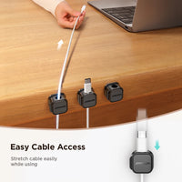 Magnetic Cable Organizer - 6-Pack Self-Adhesive Cable Clips for Desk, Wall & Car